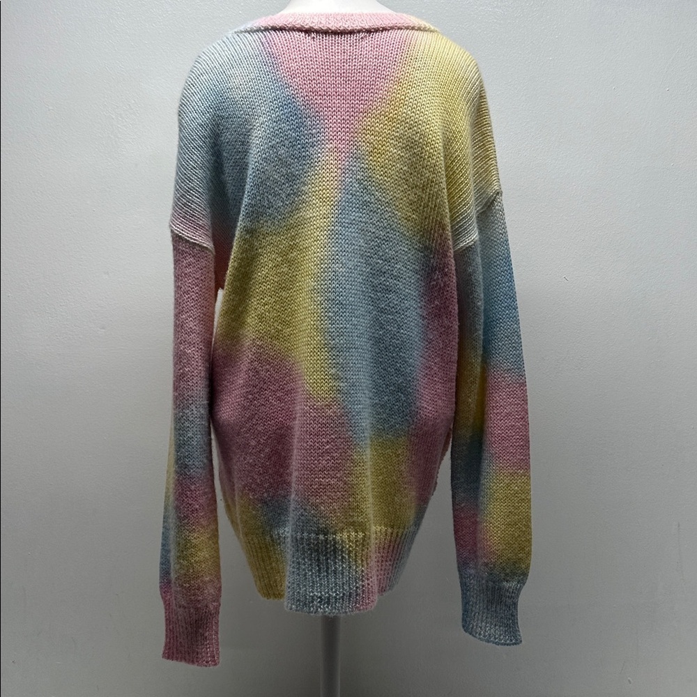 LoveShackFancy Naveen Sweater Knit Top Alpaca Wool Henley Button Rainbow Small - Picture 6 of 11